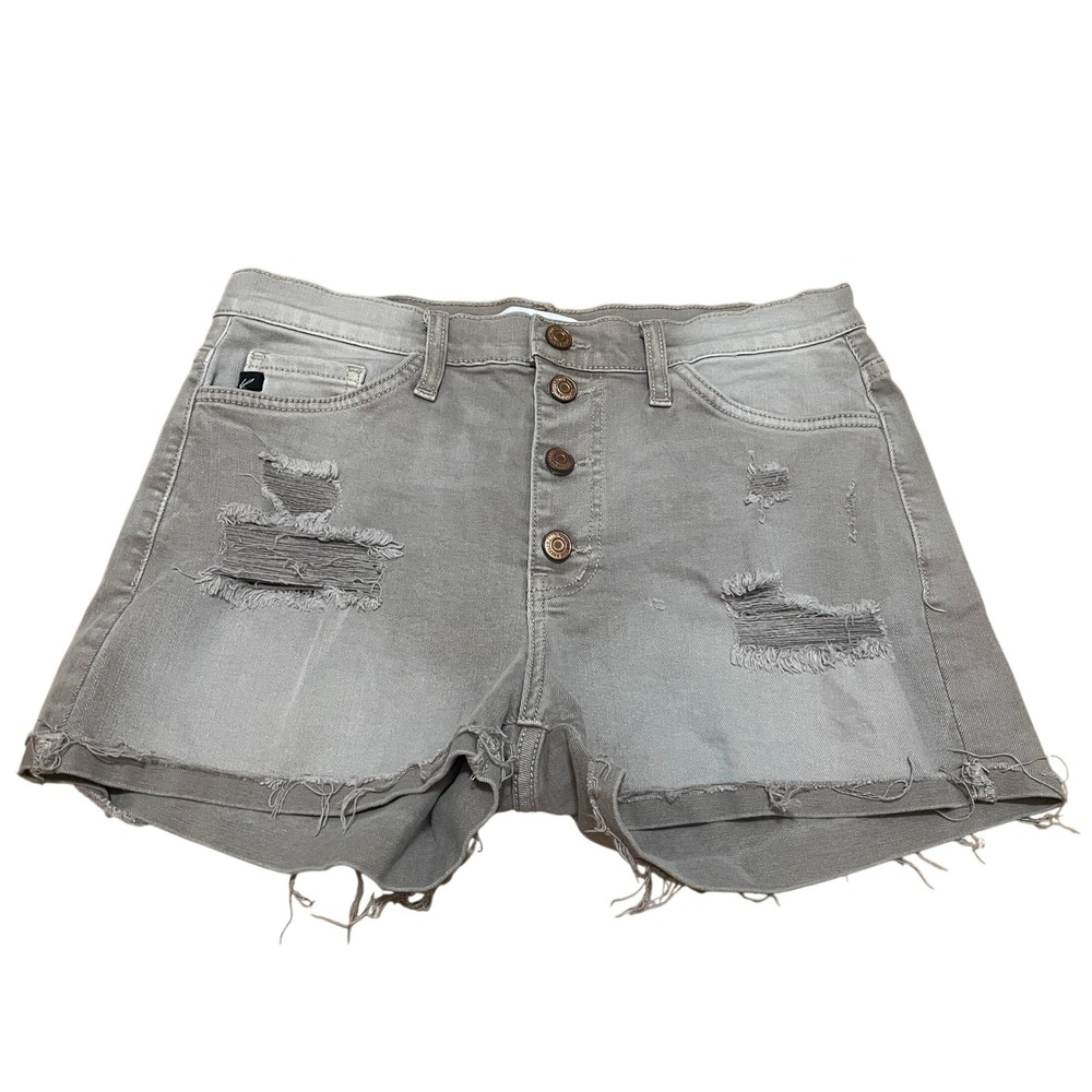 KanCan Womens 29 Mauve Grey Distressed High Rise Button Fly Denim Shorts BK1192‎